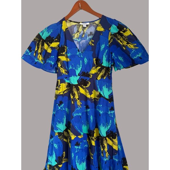 Christopher John Rogers V-Neck Maxi Dress With Flutter Sleeves & Bold Abstract P - Picture 3 of 9